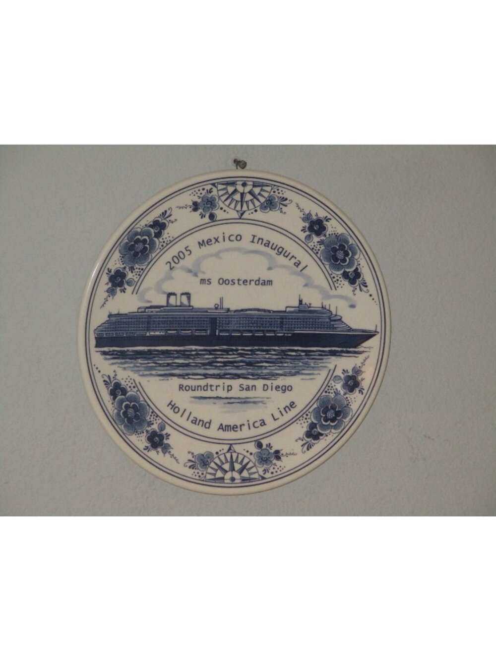 Commemorative Collector Plate Blue Delft Design Inaugural Voyage Holland America